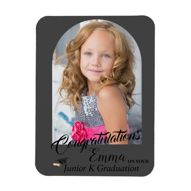Lovely Grey Congratulations JK Graduation Photo Magnet (Vertical)