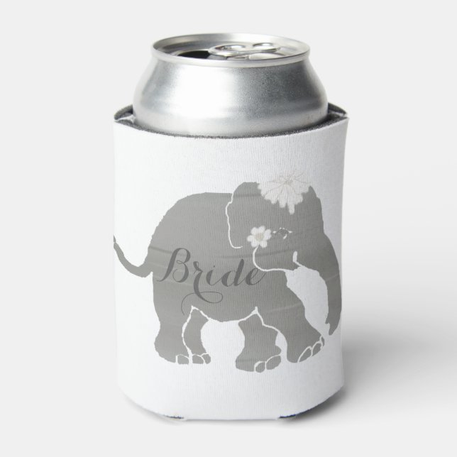 Lovely Grey Vintage Elephant Bride Can Cooler (Can Front)