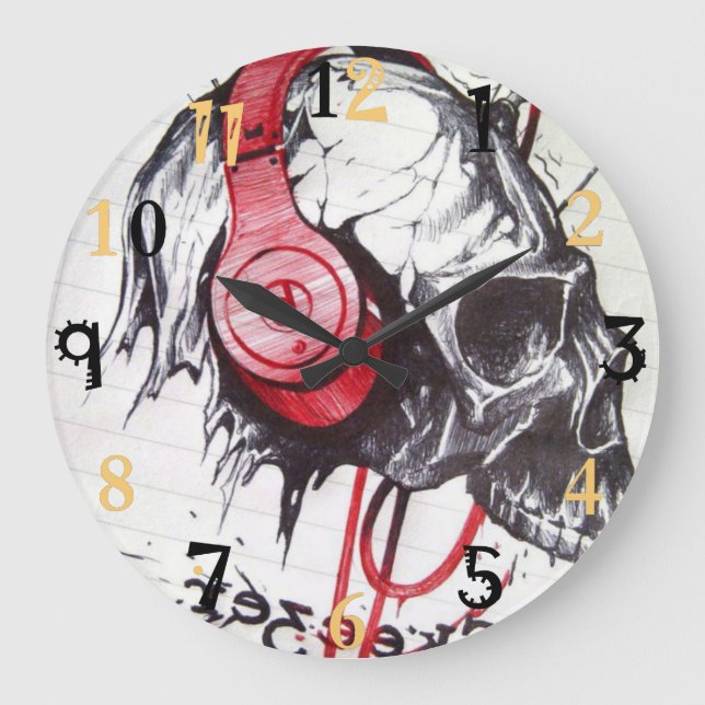 Lovely Halloween Skeezer Have a Nice Day Large Clock (Front)