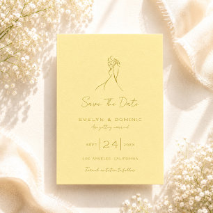 Lovely Hand Drawn Butter Yellow Wedding Save The Date