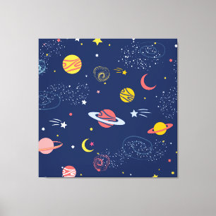 Lovely Hand Drawn Galaxy Background Pattern Canvas Print