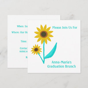 Lovely Hand Drawn Sweet Sunflower Graduation Invitation