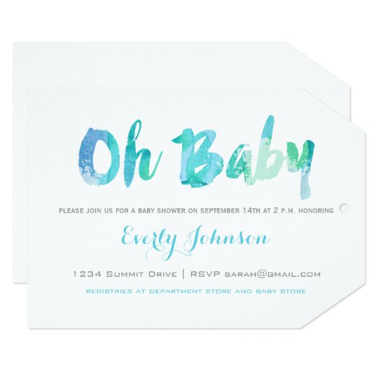 Lovely Hand Lettered Baby Boy Shower Card