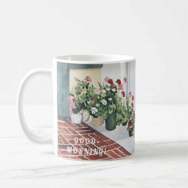 LOVELY HANDPAINTED WATERCOLOR FLORAL COFFEE MUG (Left)