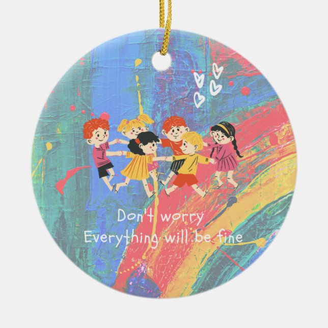 lovely happy kids Ceramic Ornament (Front)