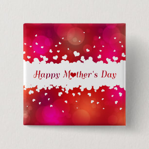 Lovely Happy Mother's Day Hearts 2 Inch Square Button