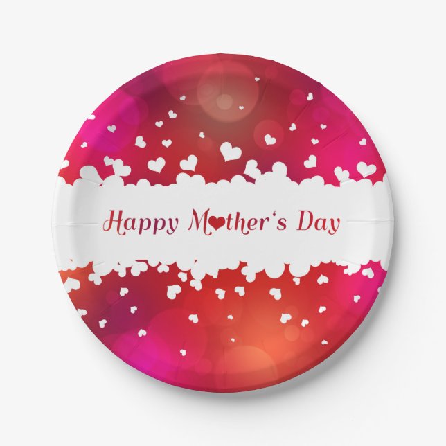 Lovely Happy Mother's Day Hearts Paper Plate (Front)