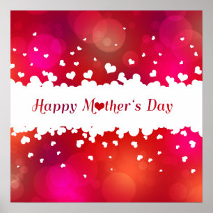 Lovely Happy Mother's Day Hearts - Poster Print