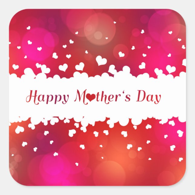 Lovely Happy Mother's Day Hearts Square Sticker (Front)