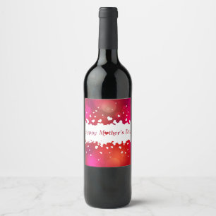 Lovely Happy Mother's Day Hearts Wine Bottle Label