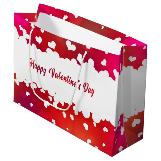 Lovely Happy Valentine's Day Hearts Large Gift Bag (Front Angled)