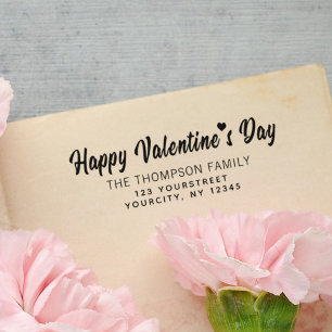 Lovely Happy Valentines Day Script Return Address Self-inking Stamp