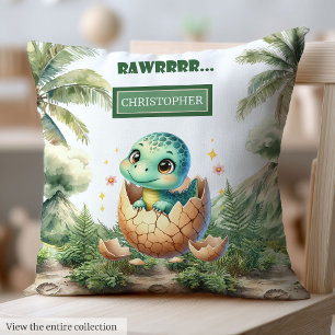 Lovely Hatching Soon Baby Dinosaur Personalized  Throw Pillow