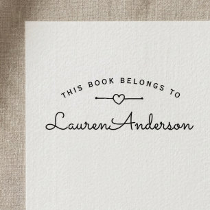 Lovely Heart Handmade Book Belongs to Bookplate Self-inking Stamp