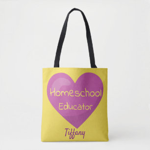 Lovely heart homeschool educator tote bag