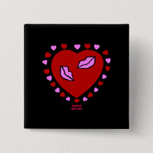 Lovely Heart Kisses 2 Inch Square Button