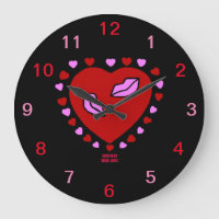 Lovely Heart Kisses Acrylic Wall Clock