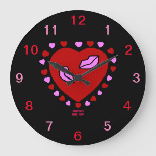 Lovely Heart Kisses Acrylic Wall Clock