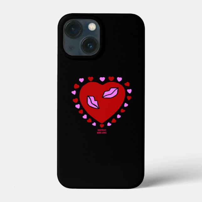 Lovely Heart Kisses Apple iPhone 13 Mini Case (Back)