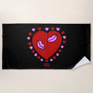 Lovely Heart Kisses Beach Towel