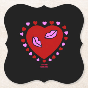 Lovely Heart Kisses Bracket Paper Coaster