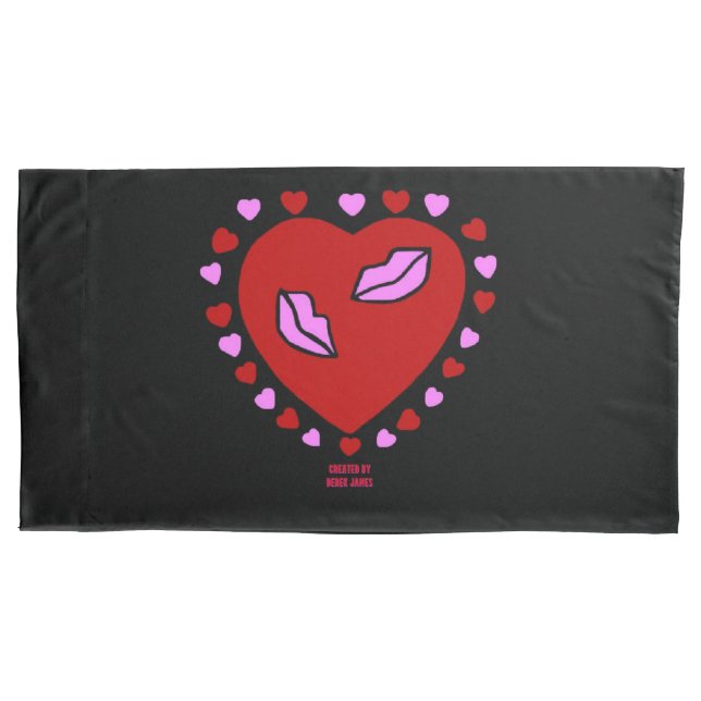 Lovely Heart Kisses King Size Pillowcase (Front)
