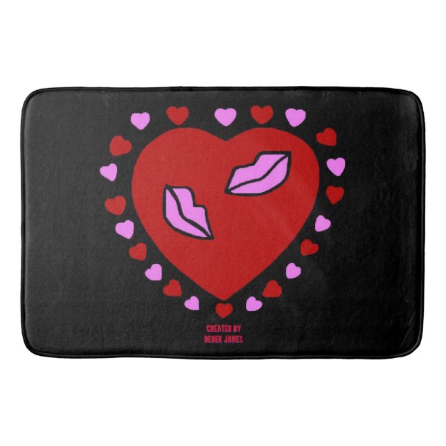 Lovely Heart Kisses Large Bath Mat (Front)