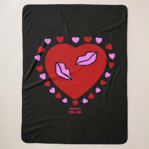 Lovely Heart Kisses Large Sherpa Blanket