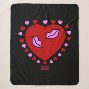 Lovely Heart Kisses Medium Sherpa Blanket