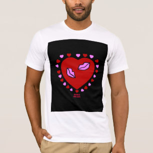 Lovely Heart Kisses Men's Basic White T Shirt