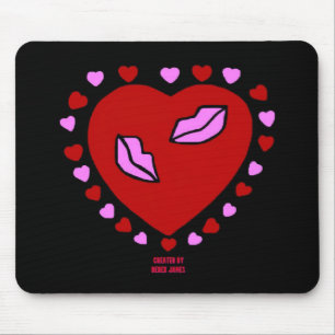Lovely Heart Kisses Mouse Pad