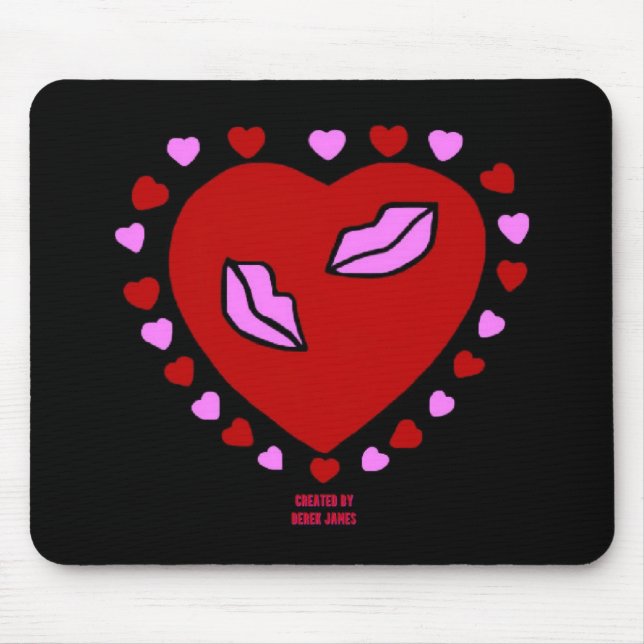 Lovely Heart Kisses Mouse Pad (Front)