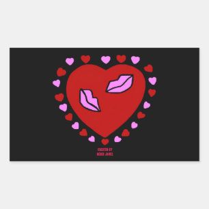 Lovely Heart Kisses Rectangle Sticker