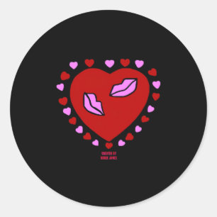 Lovely Heart Kisses Round Sticker