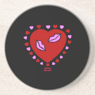 Lovely Heart Kisses Sandstone Coaster