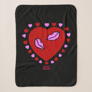 Lovely Heart Kisses Small Sherpa Blanket