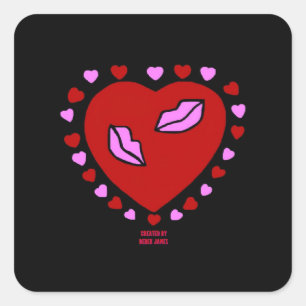 Lovely Heart Kisses Square Sticker