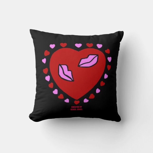 Lovely Heart Kisses Square Throw Pillow (Front)