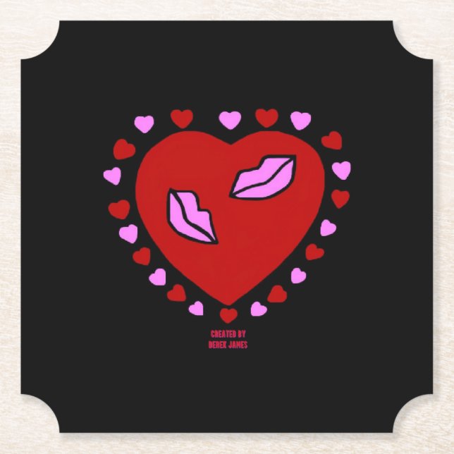 Lovely Heart Kisses Ticket Paper Coaster (Front)