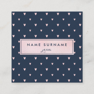 Lovely Heart Pattern PinkGold Square Business Card