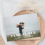 Lovely Heart Photo Wedding Downsize Announcement<br><div class="desc">Custom-designed wedding downsize announcement card featuring "same love,  smaller wedding" modern typography design on personalized wedding photo.</div>