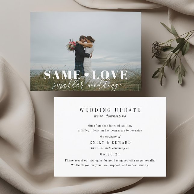 Lovely Heart Photo Wedding Downsize Announcement (Creator Uploaded)