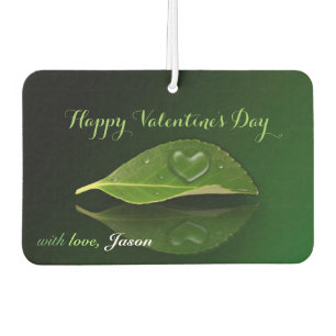 Lovely Heart-Shaped Water Droplet on Leaf Air Freshener