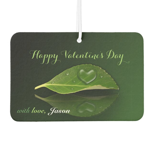 Lovely Heart-Shaped Water Droplet on Leaf Air Freshener (Front)