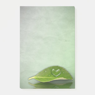 Lovely Heart-Shaped Water Droplet on Leaf Post-it Notes