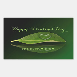 Lovely Heart-Shaped Water Droplet on Leaf Sticker
