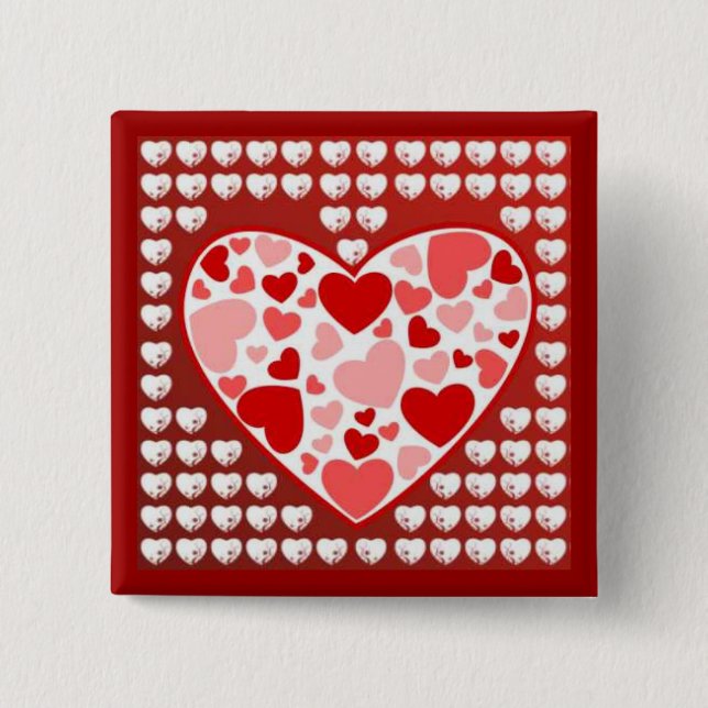 Lovely Hearts 2 Inch Square Button (Front)
