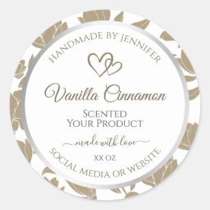 Lovely Hearts Beige et blanc Étiquette de produits