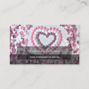 Lovely hearts elegant rectangles semi-transparent business card
