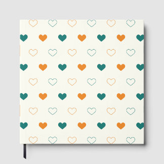 Lovely hearts / green orange cream guest book